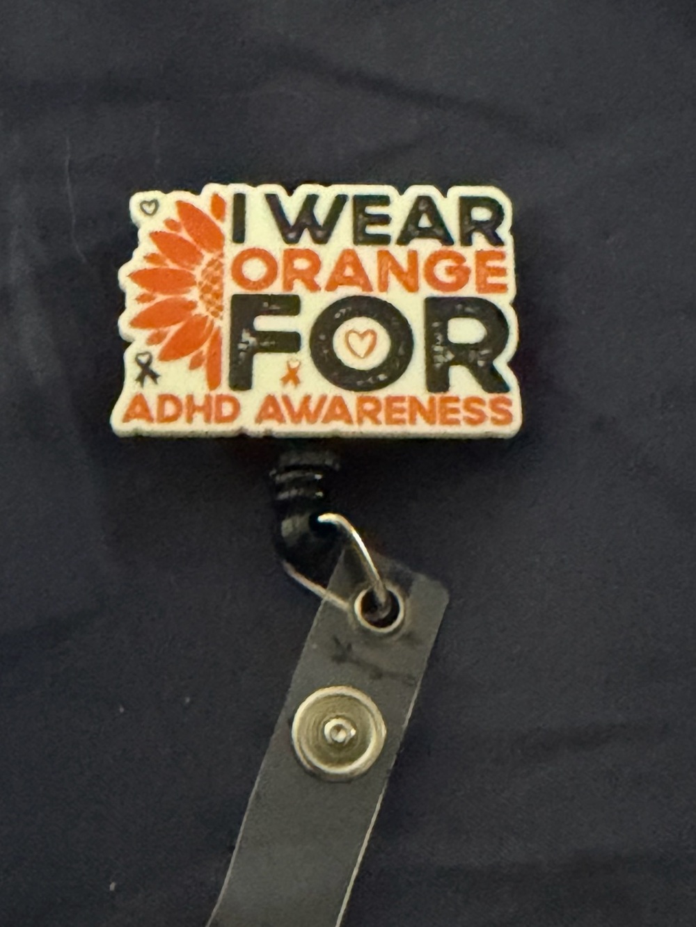 Orange ADHD Awareness Badge Reel - Wear Orange for ADHD